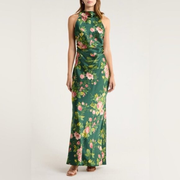 NEW Reformation Anaiis Silk Backless Long Dress Belvedere Green Floral US 2 UK 6 - Picture 10 of 15
